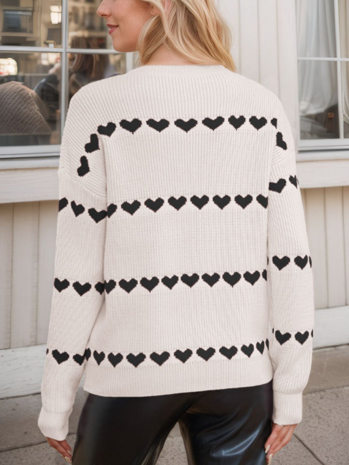 Stilla | Pullover med rund halsudskæring og lange ærmer i hjerteform