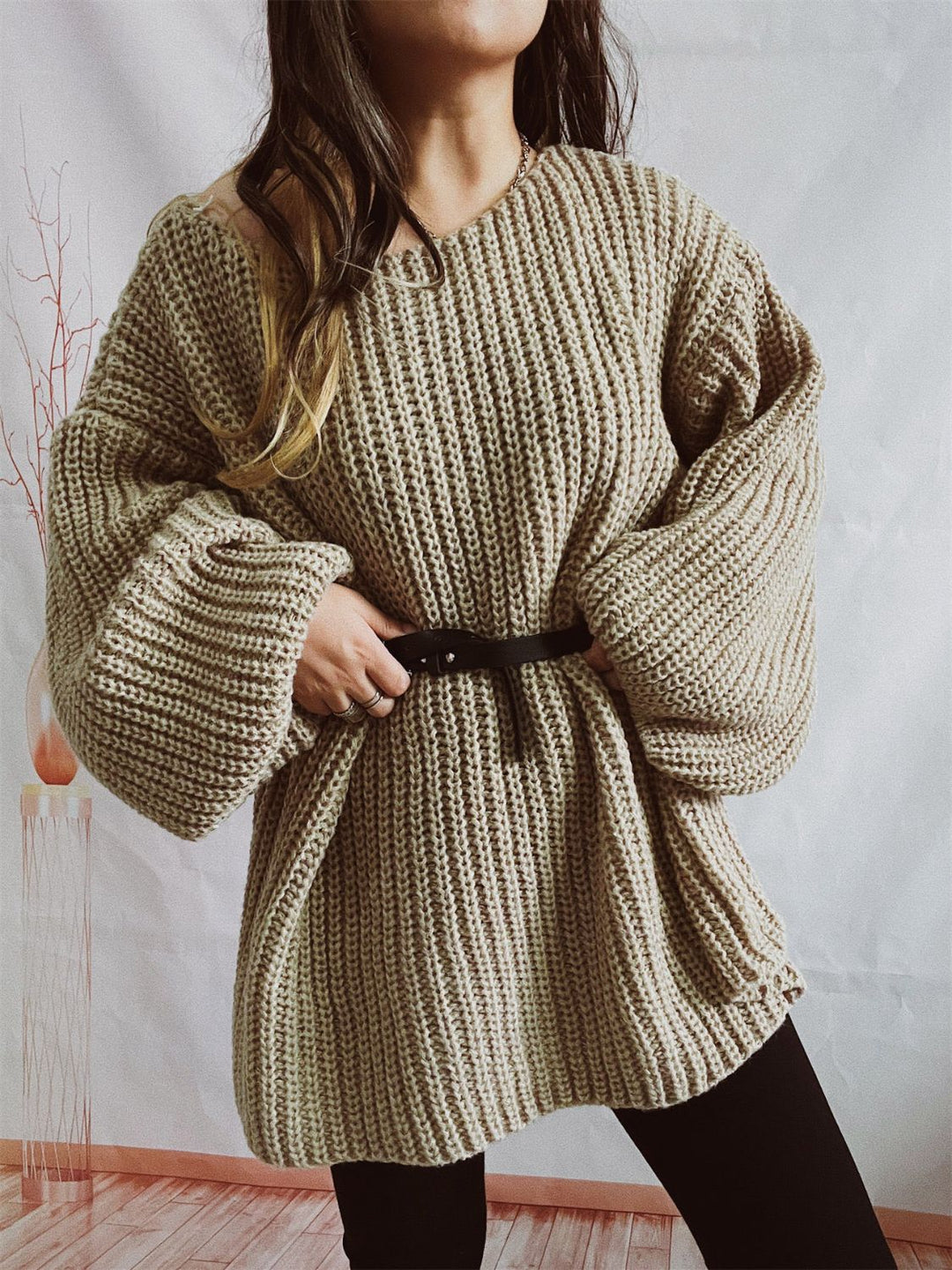 Stilla | Langærmet sweater med bådhals og bælte