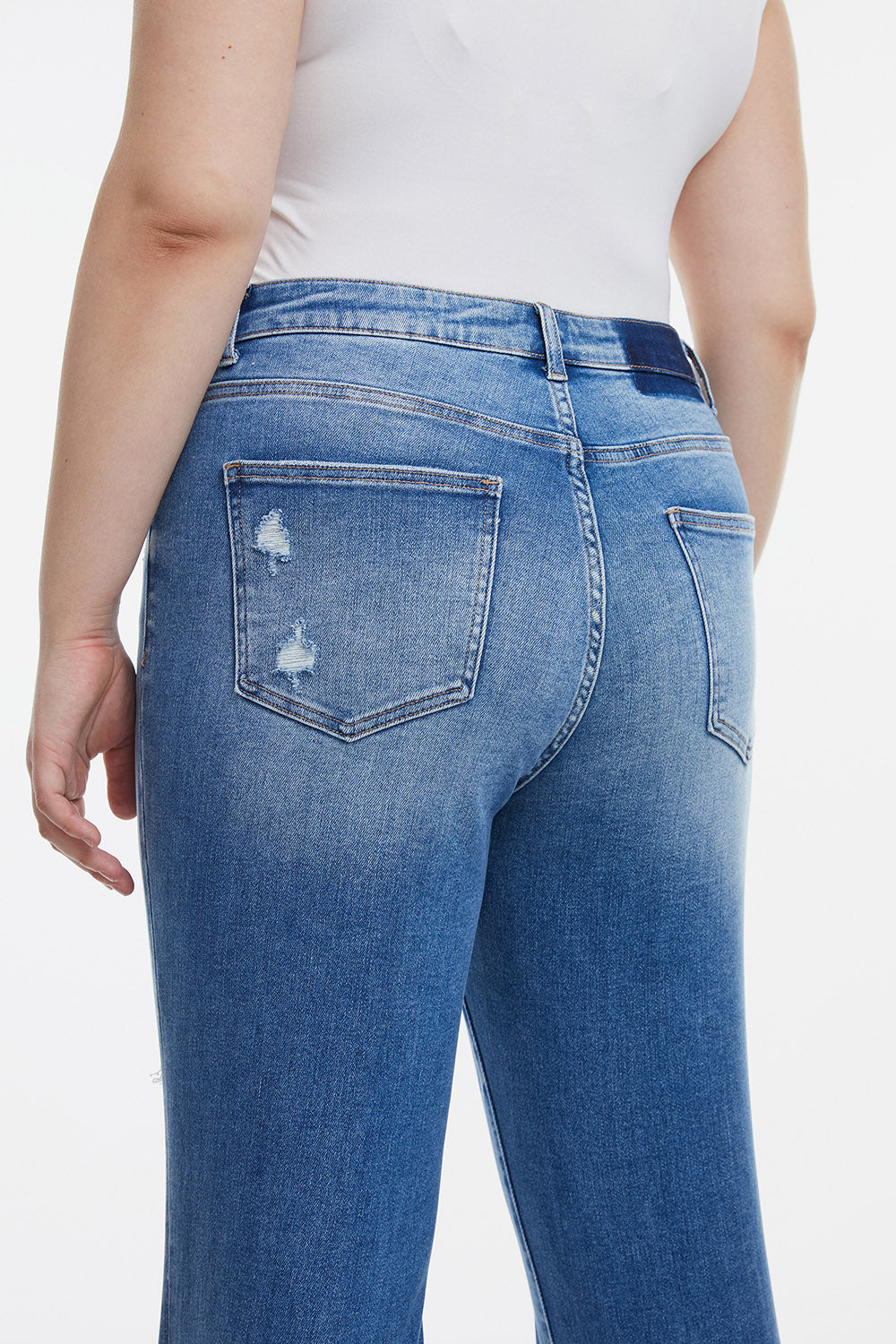 Stilla | Fuldlængde Mellem Talje Distressed Ripped Lige Jeans