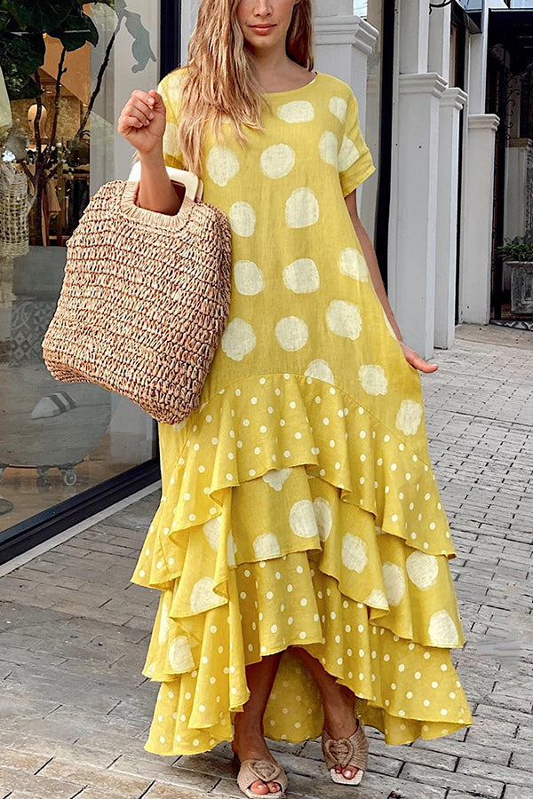 Stilla | Flowy Polka Dots Lomme Lagdelt A-linje Maxi Kjole