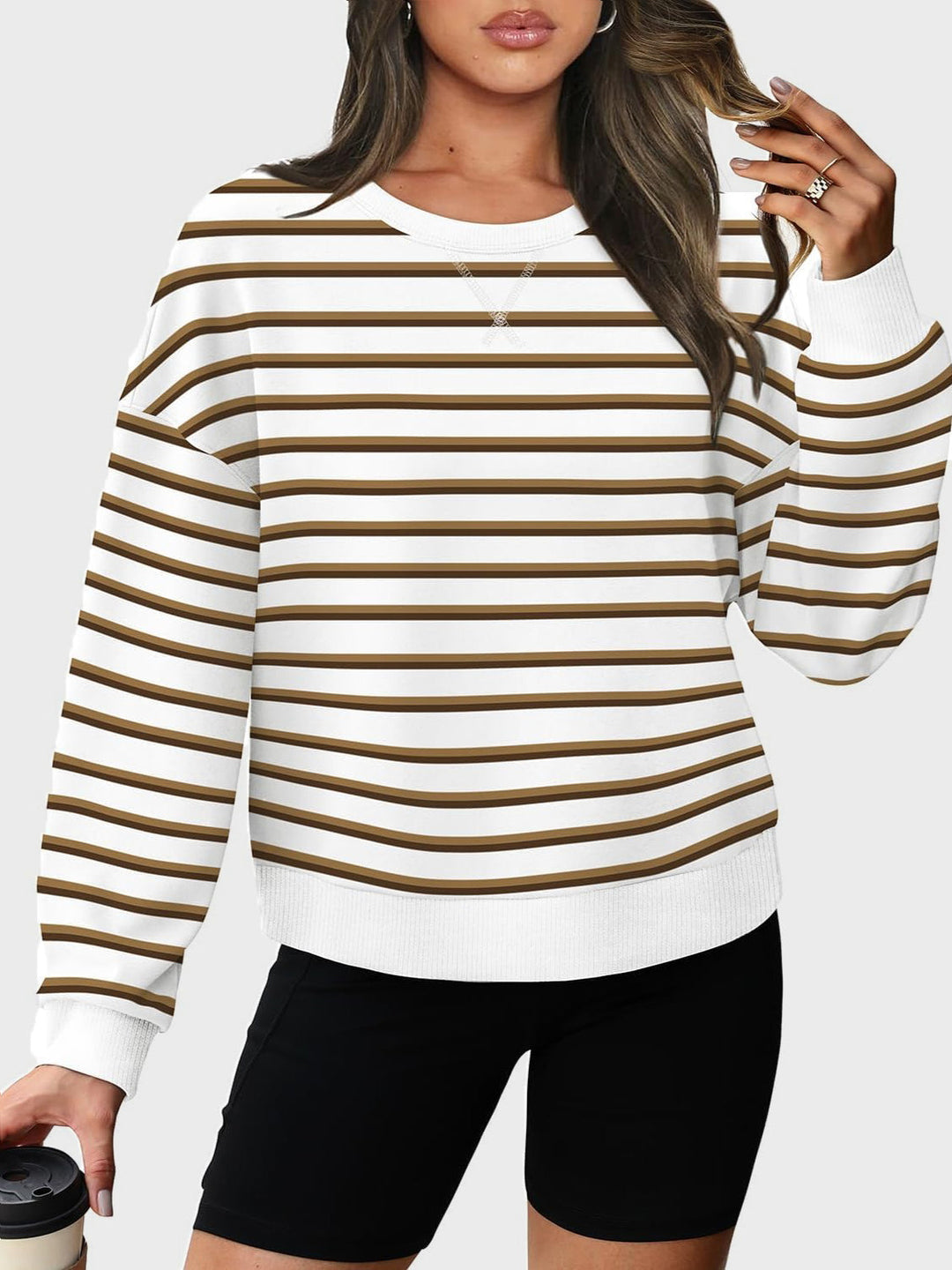 Stilla | Langærmet Stribet Sweatshirt Med Rund hals Lovelet