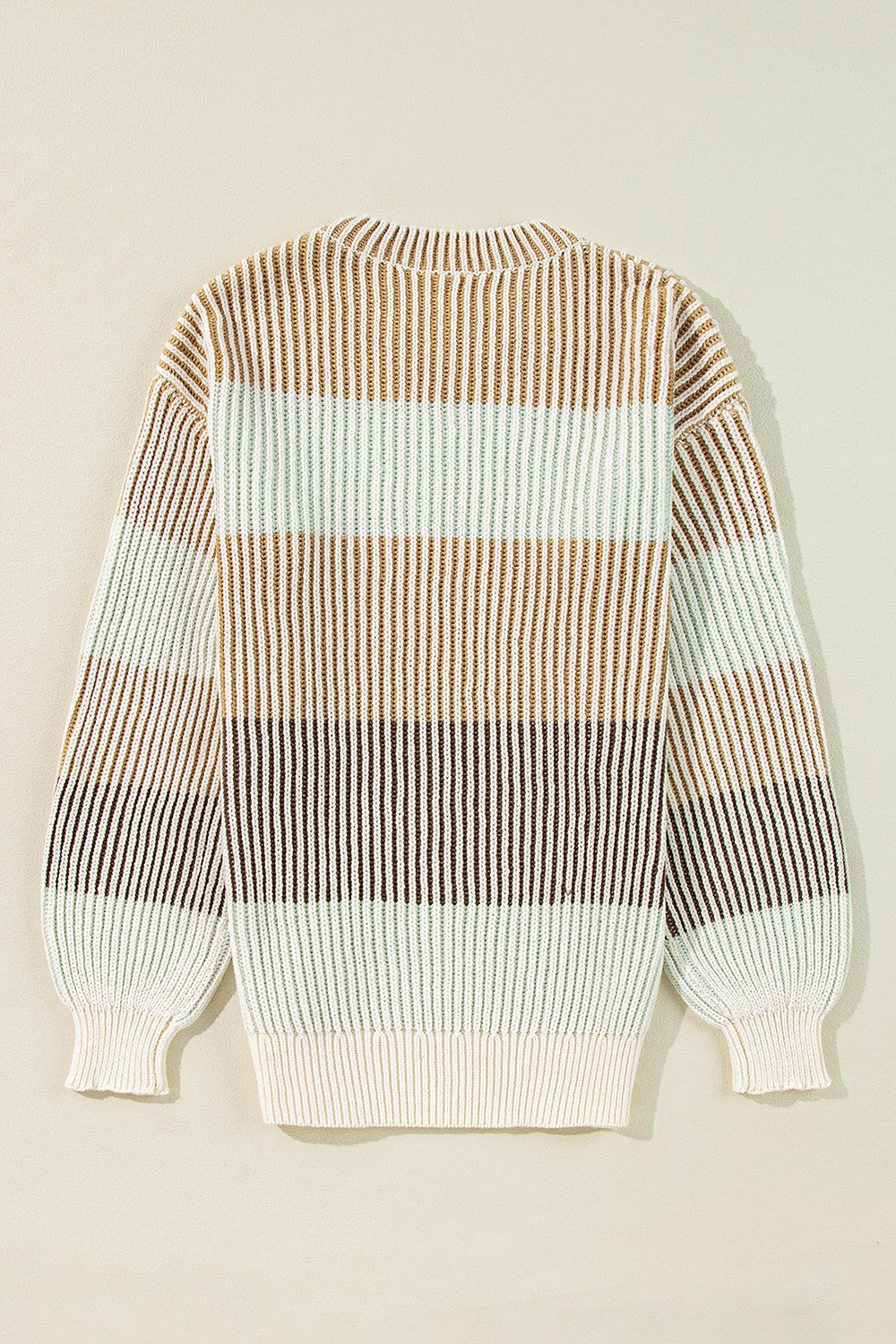 Stilla | Stribet Pullover med Lange Ærmer og Rund Halssnit med Farveblokmønster