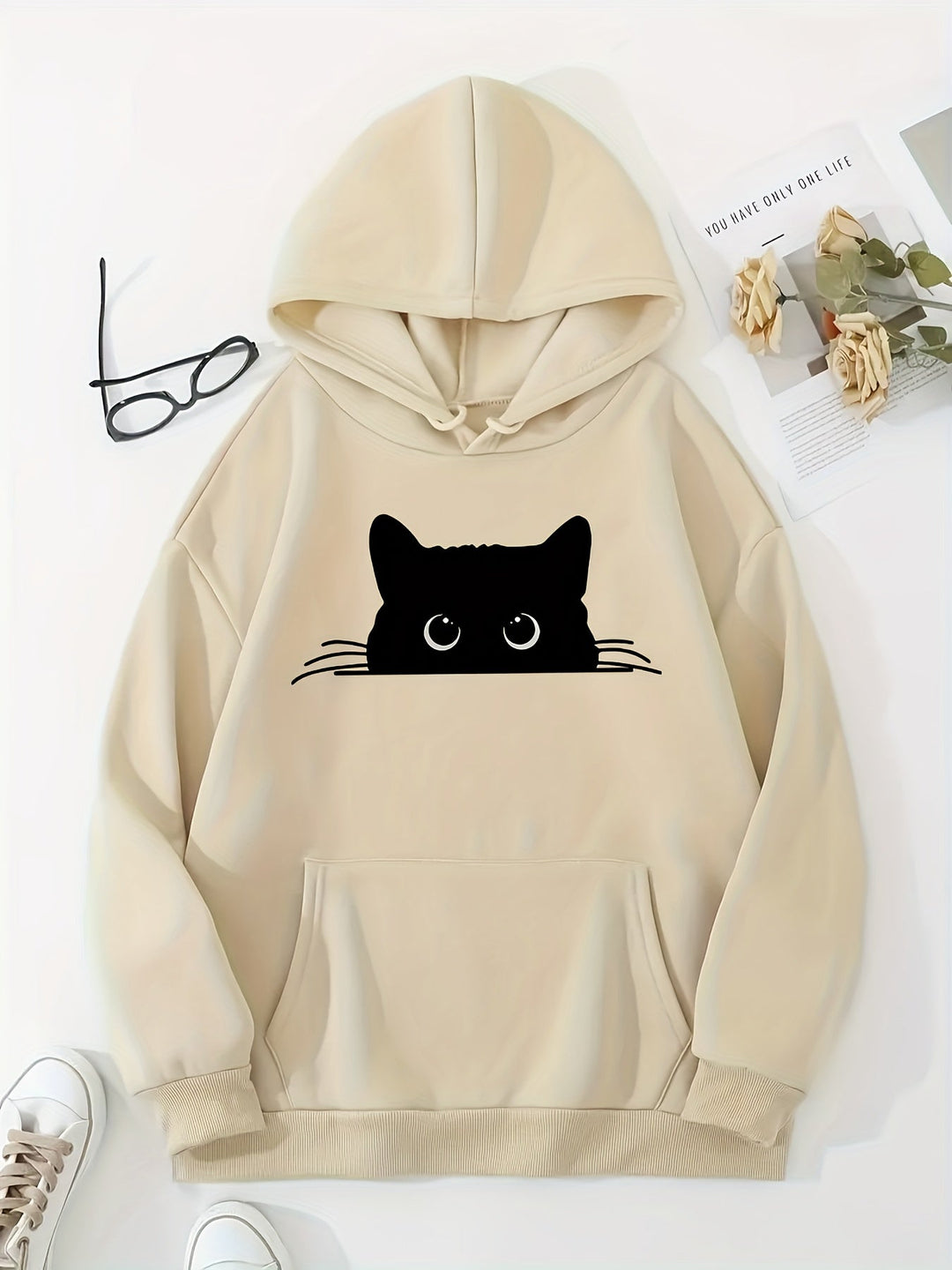 Stilla | Hoodie Med Kattemotiv Til Damer, Perfekt Til Afslappede Dage