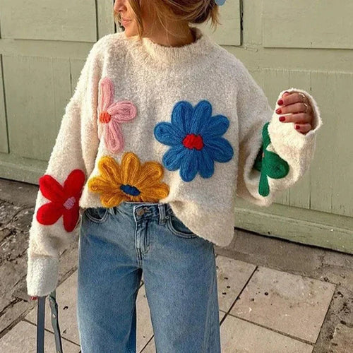Stilla | Elegant Floral Art Sweater til En Hyggelig Sæsonbestemt Stil