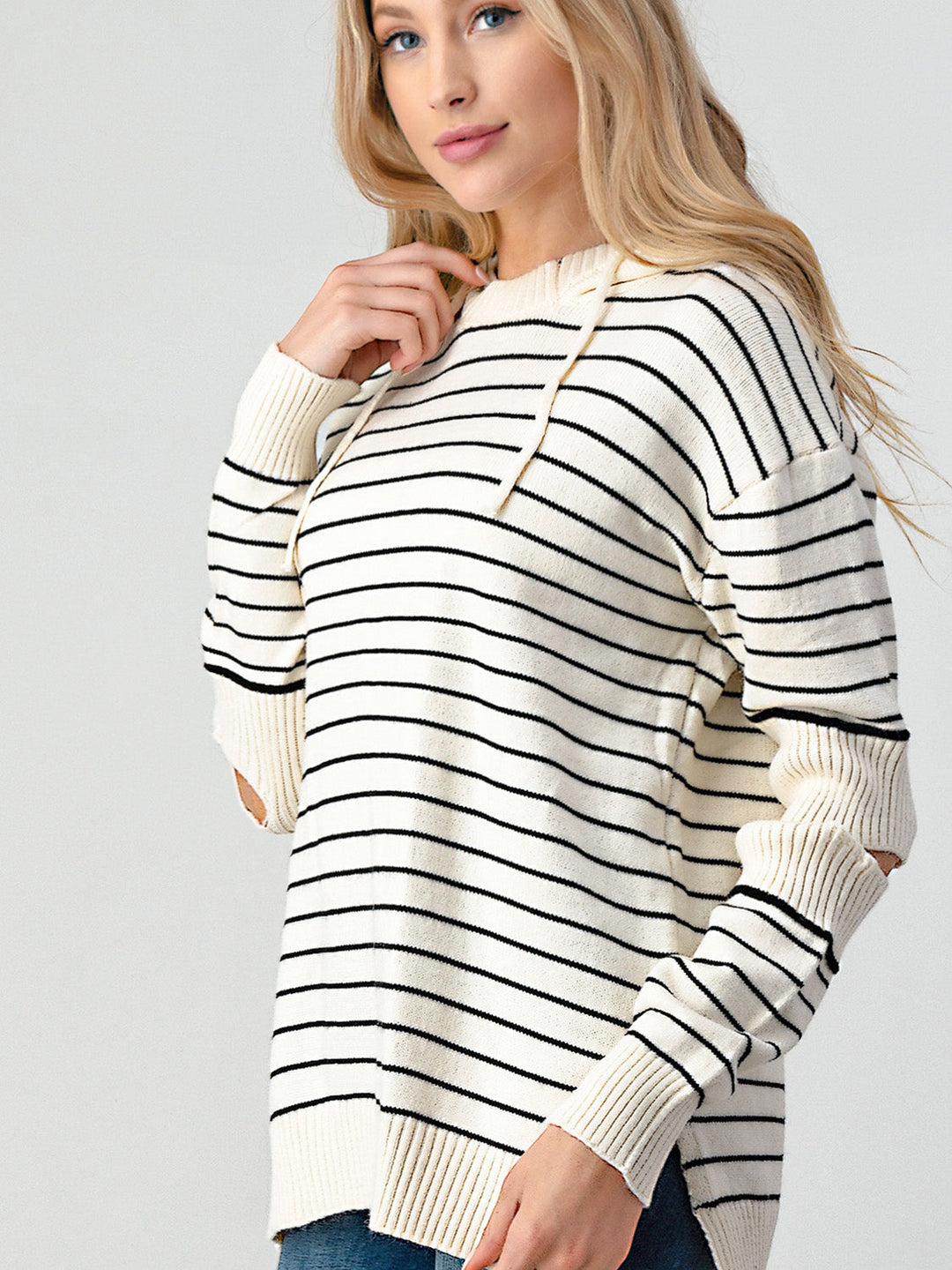 Stilla | Skinnende Stribet Pullover Med Uddrag