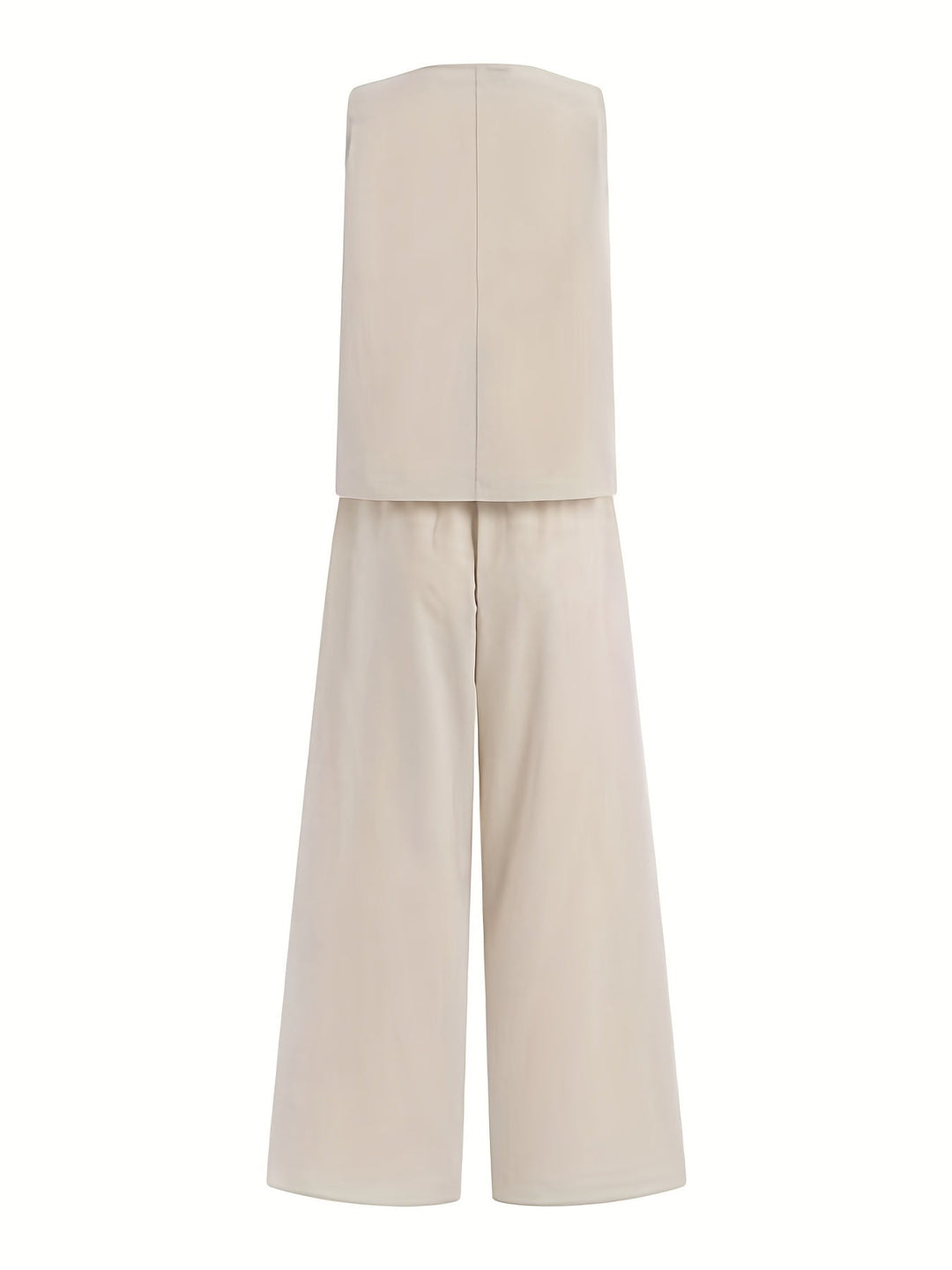 Stilla | Beige Ærmeløs Tanktop Og Bukser Med Brede Ben