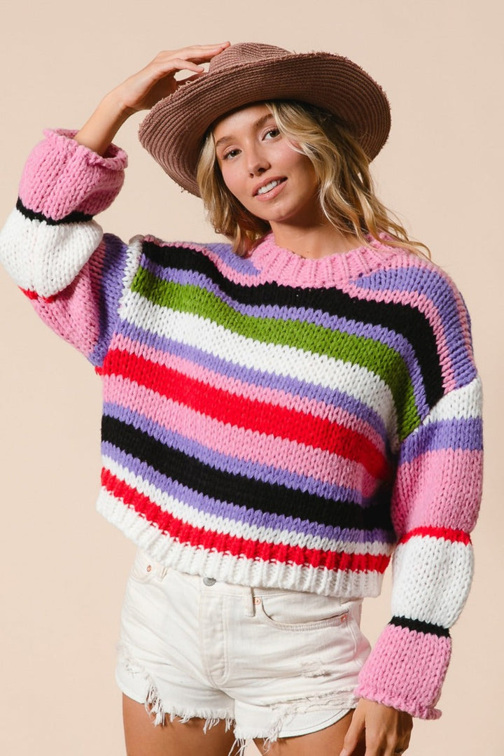 Stilla | Kort Stribet Pullover Bibi i Flere Farver