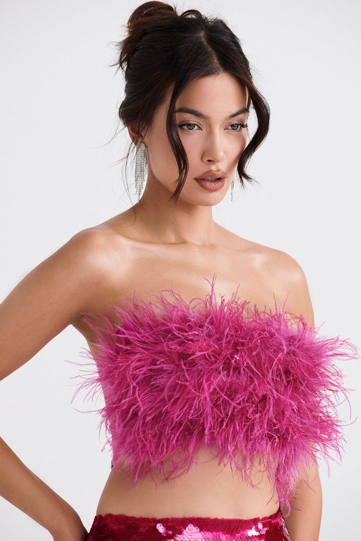 Stilla | Lys Pink Bandeau Med Pailletter Og Maxi Nederdel
