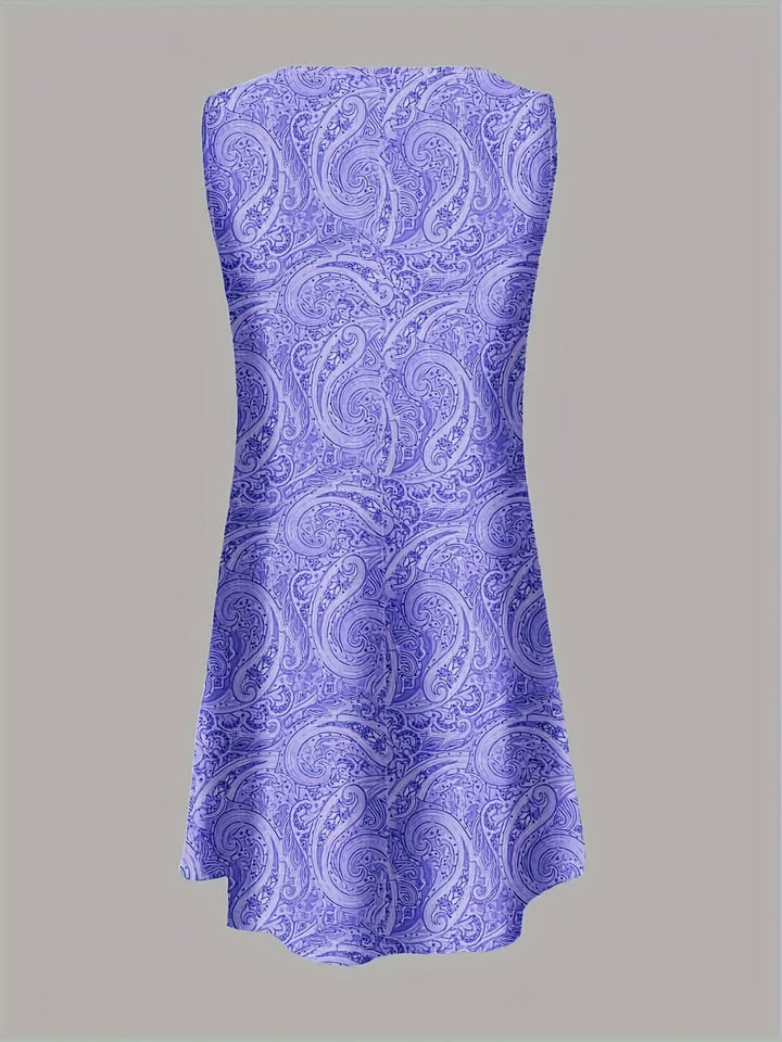 Stilla | Lavendel Paisley Sommer Kjole Uden Ærmer A-Linje