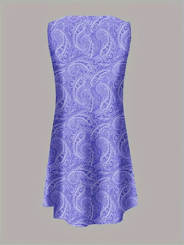 Stilla | Lavendel Paisley Sommer Kjole Uden Ærmer A-Linje
