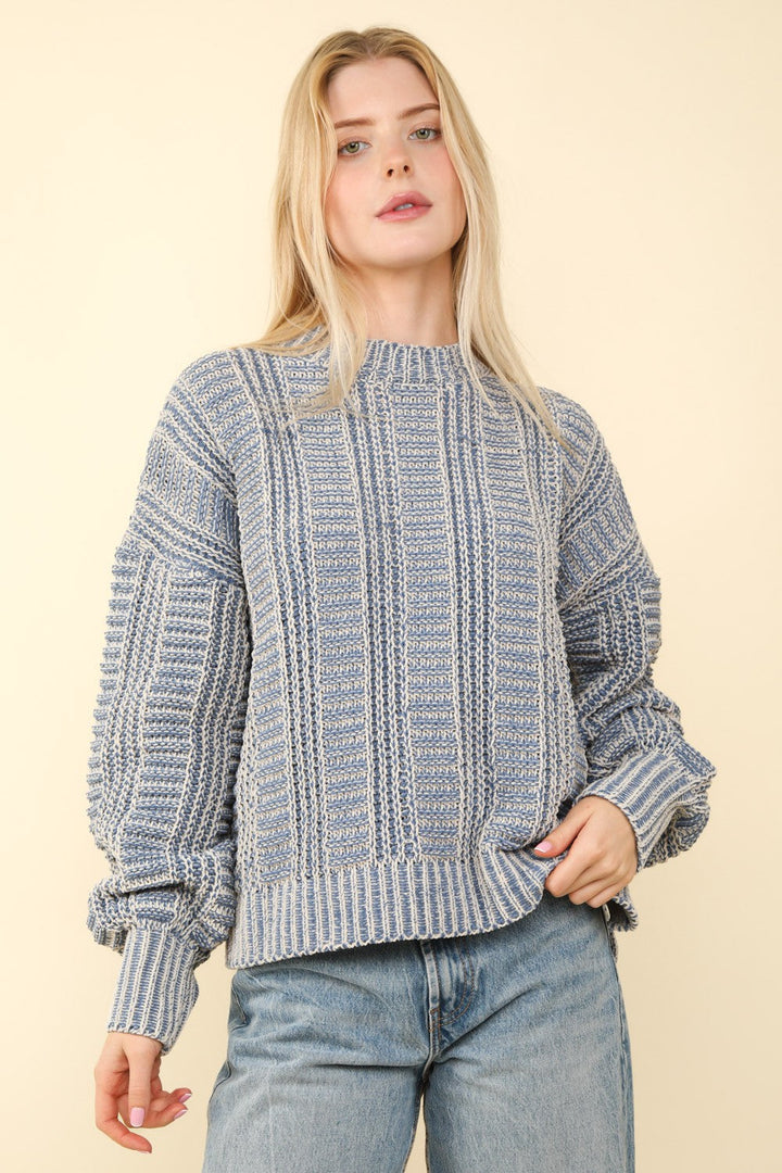 Stilla | To-farvet Sweater Med Lange Ærmer