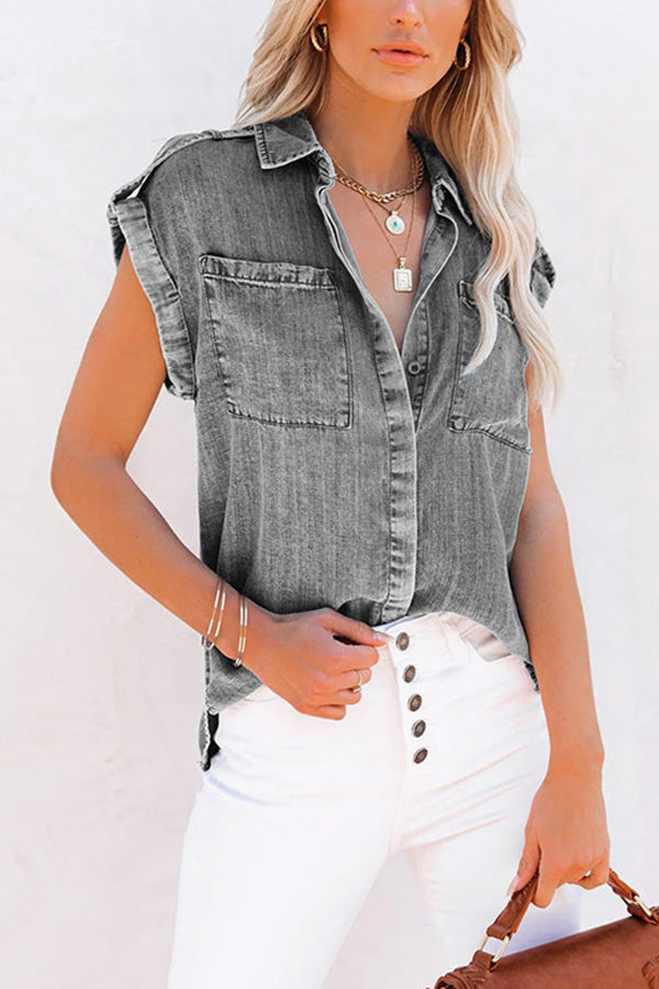 Stilla | Organic Babe Chambray Knap Ned Top