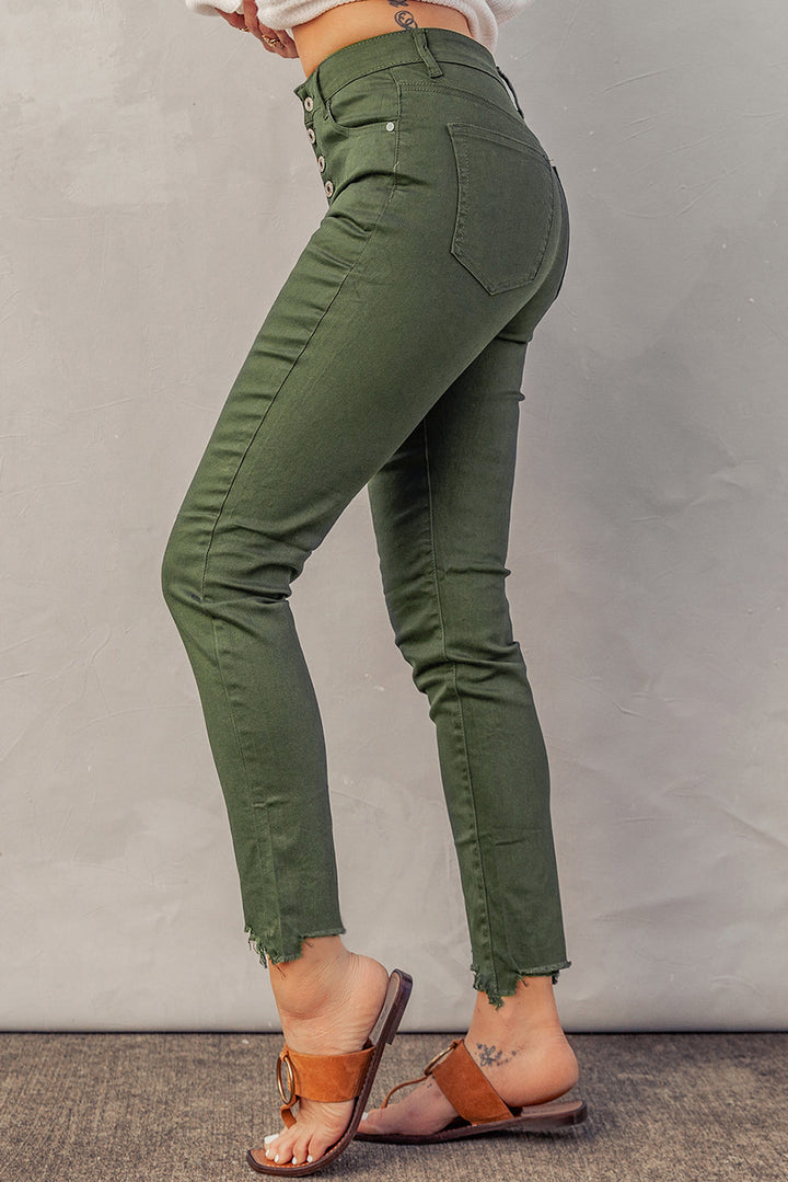 Stilla | Knap-åbning Kant Detalje Skinny Jeans
