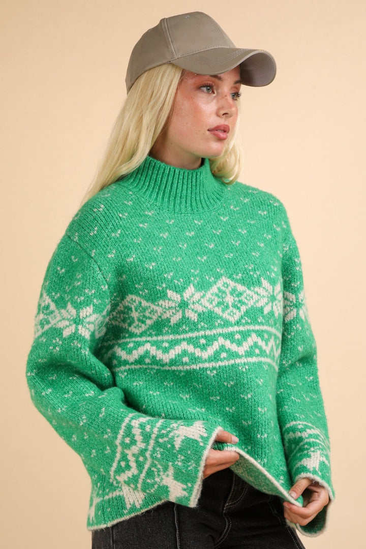 Stilla | Jule Element Pullover Med Lange Ærmer og Ståkrave