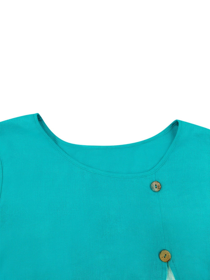 Stilla | Høj Kvalitet Linned Skjorte Retro Stil Let Bluse Med Knaplukning
