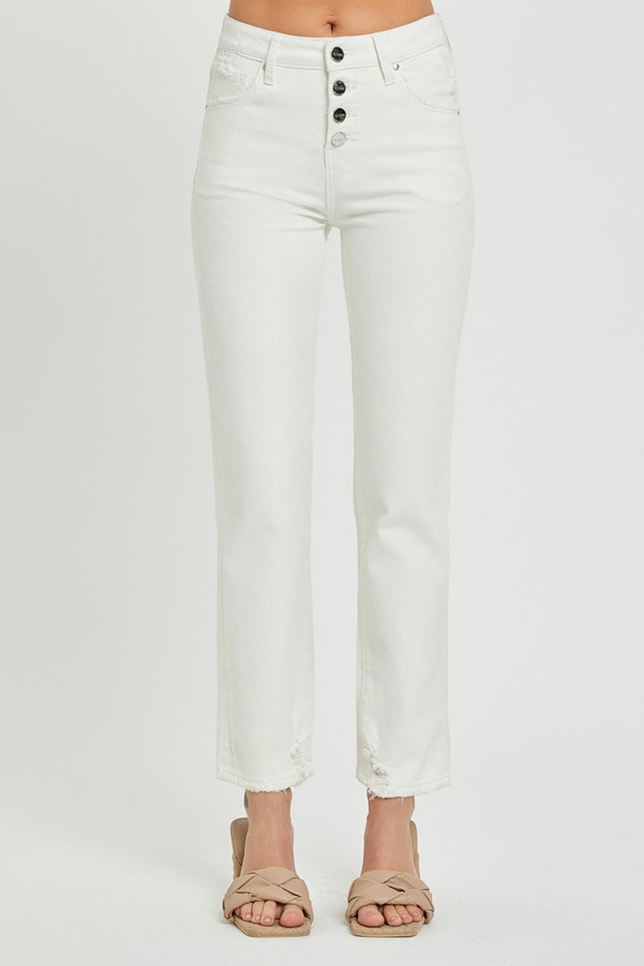 Stilla | Full Size Mid-Rise Tummy Control Straight Jeans