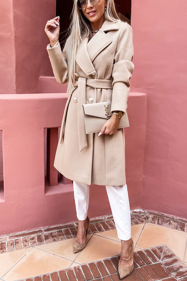 Stilla | Slope City Belted Dobbeltbrystet Midi Frakke