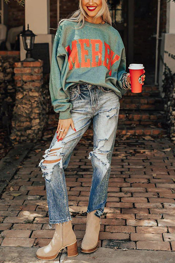 Stilla | Merry Everything Graphic Letvægts Sweatshirt