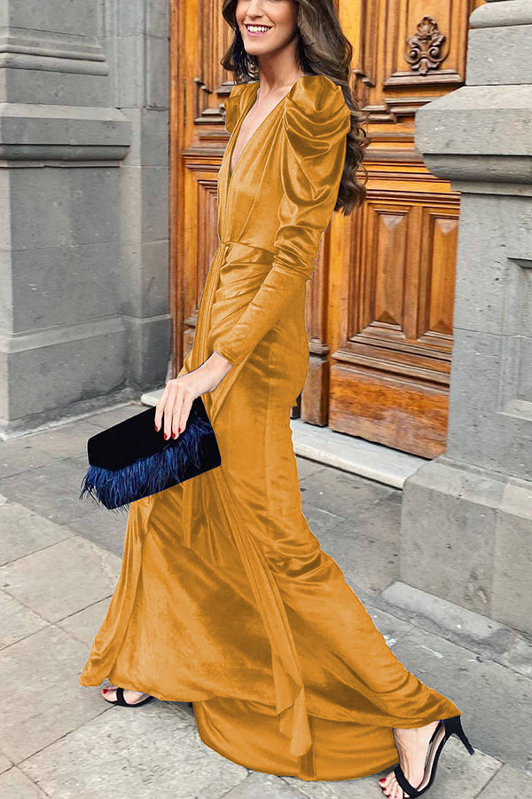 Stilla | Elegance Is Beauty Velvet Drape Maxi Kjole