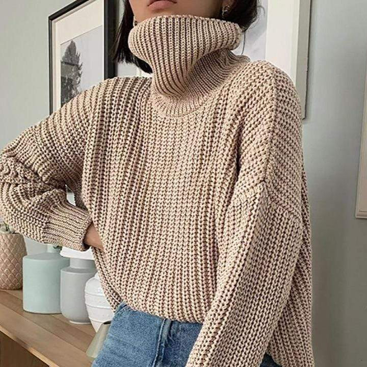 Stilla | Lange og Tykkere Pullover med Rullekrave til Damer