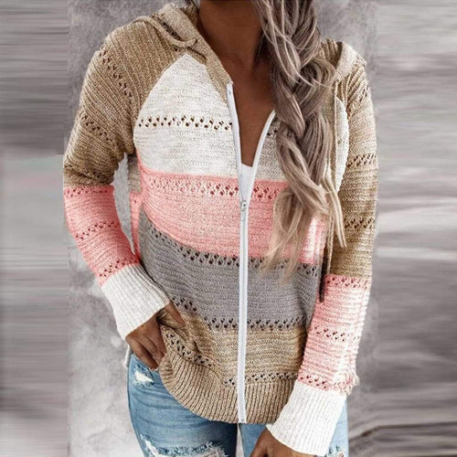 Stilla | Dame Sweatshirt Med Hætte, Lange Ærmer, V Udsnit