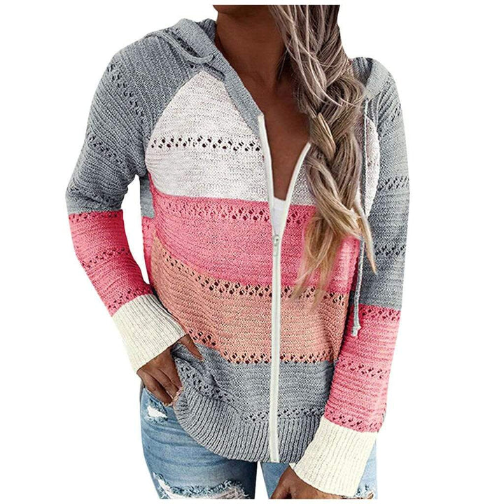 Stilla | Dame Sweatshirt Med Hætte, Lange Ærmer, V Udsnit