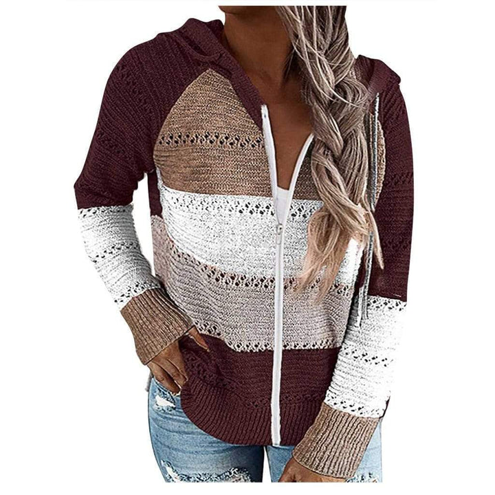 Stilla | Dame Sweatshirt Med Hætte, Lange Ærmer, V Udsnit