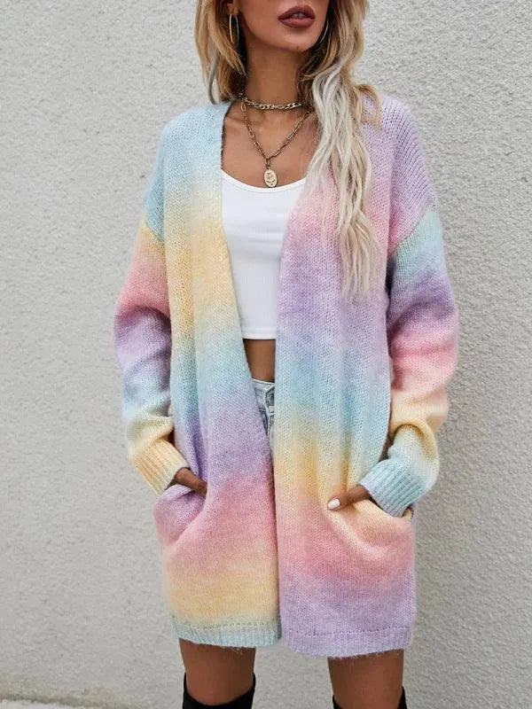 Stilla | Tie Dye Dame Strikjakke Trøje