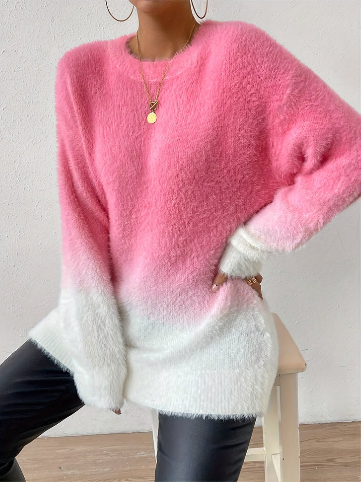 Stilla | Graduert farve crewneck fuzzy pullover