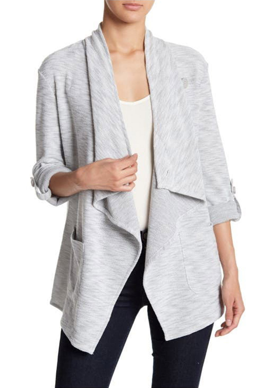 Stilla | Elegant strikjakke med draperet forside