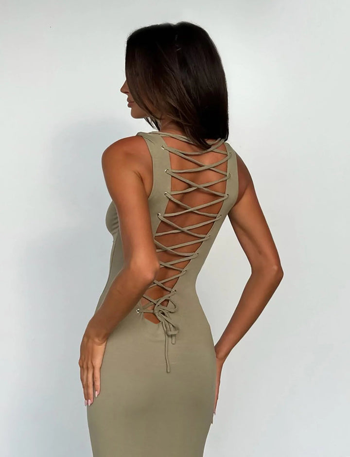 Stilla | Ryg Lace up Maxikjole