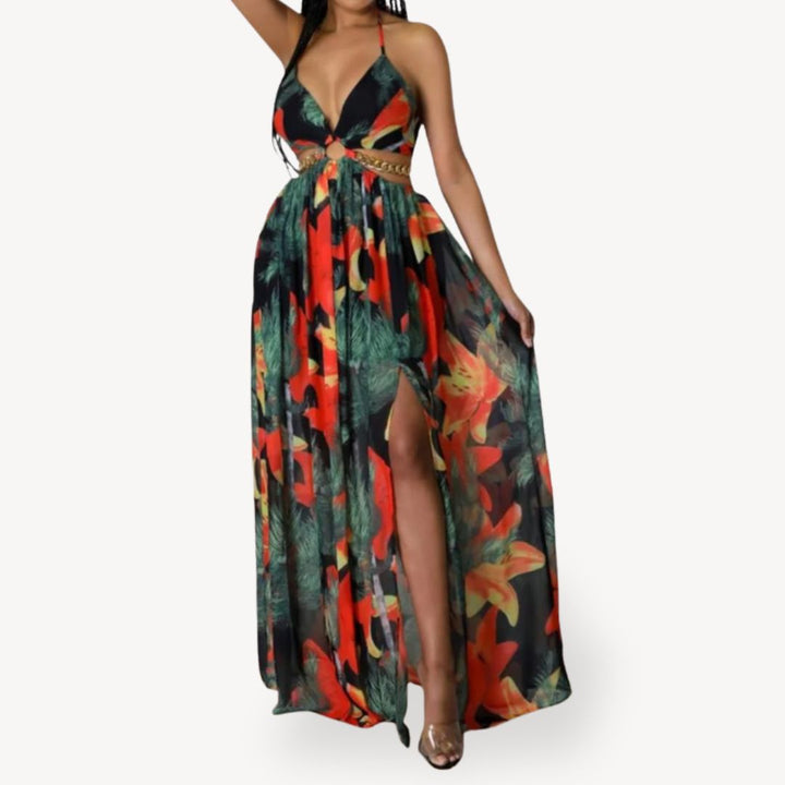 Stilla | Blomstret Print Maxi Kjole Kvinder Chiffon