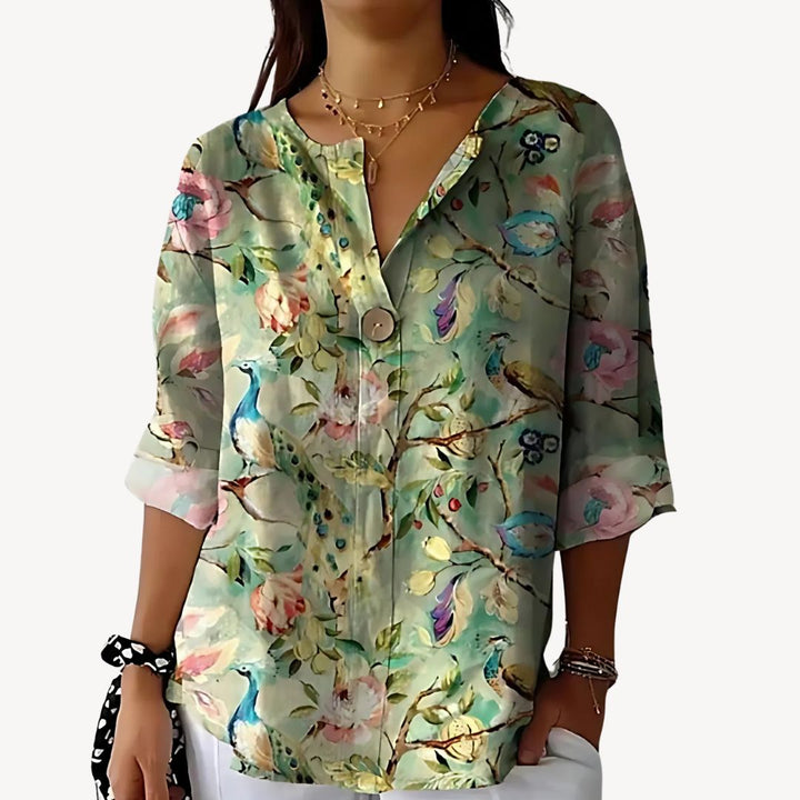 Stilla | Blomstret Print 3/4 Ærme Bluse Kvinder