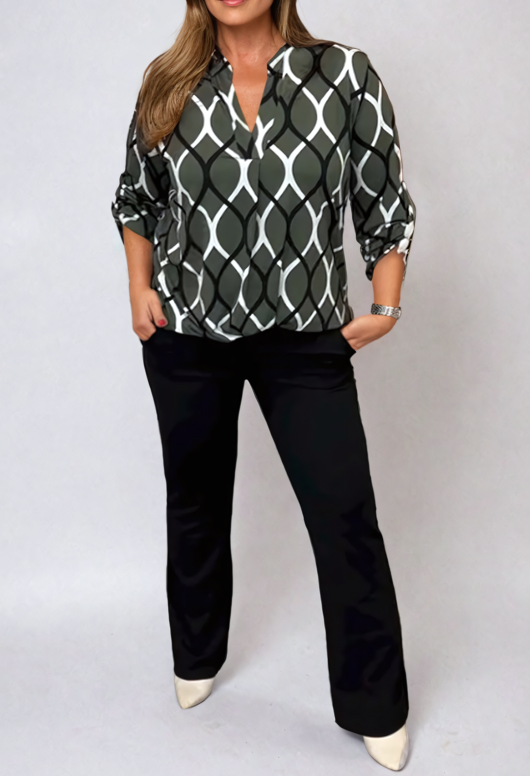 Stilla | Elegant Bluse skjorte med mave dækning
