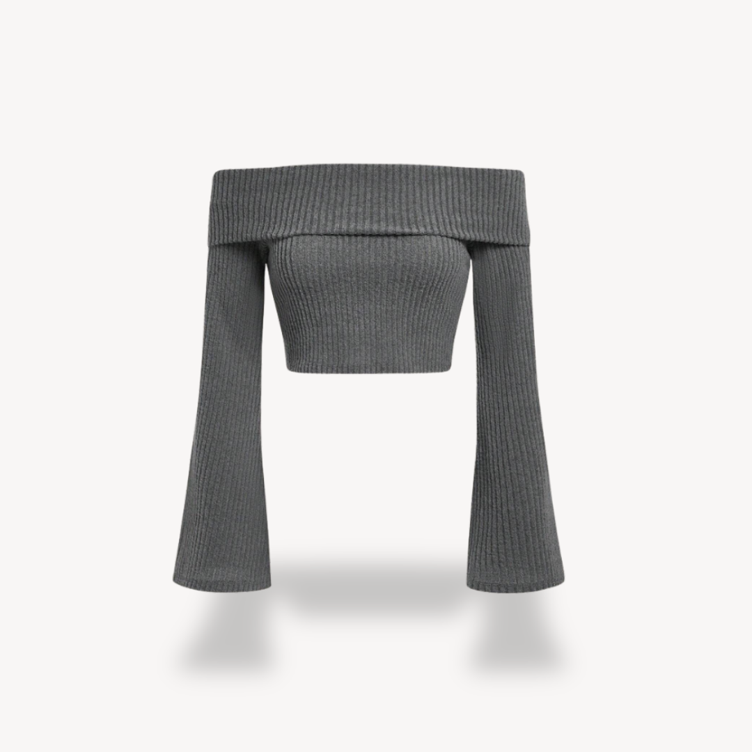 Stilla | Kvinders Ribbet Strik Off shoulder Top