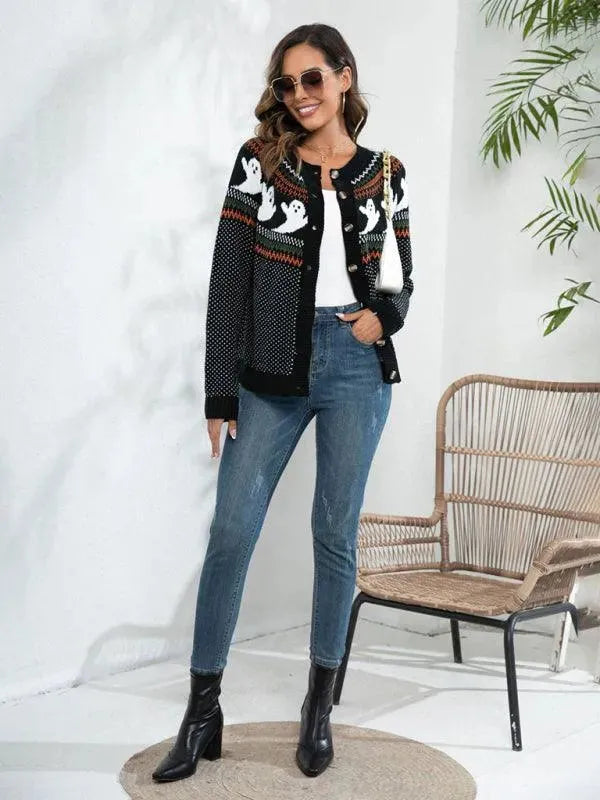 Stilla | Polka Dot Kvinder Strikjakke Sweater