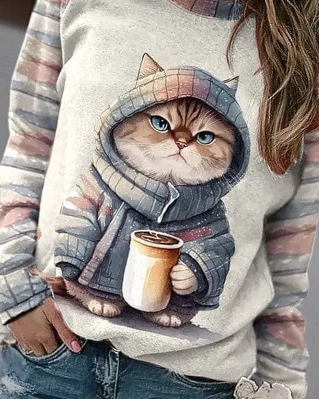 Stilla | Søde katte sweater Casual Unik tryk Ideel til vinteren