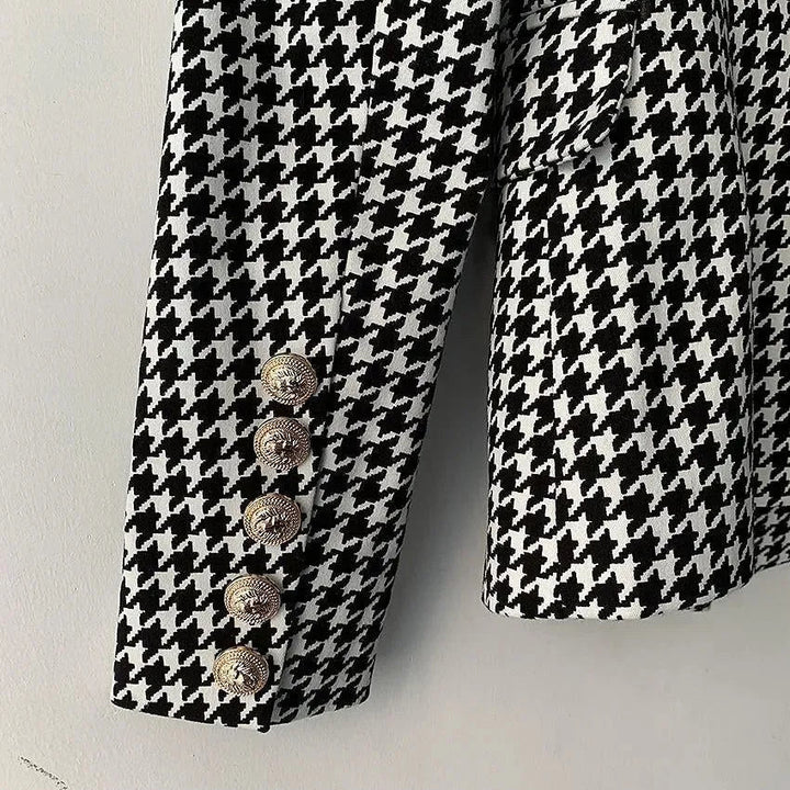 Stilla | Hahnentritt Blazer Damer - Løs - Ternet