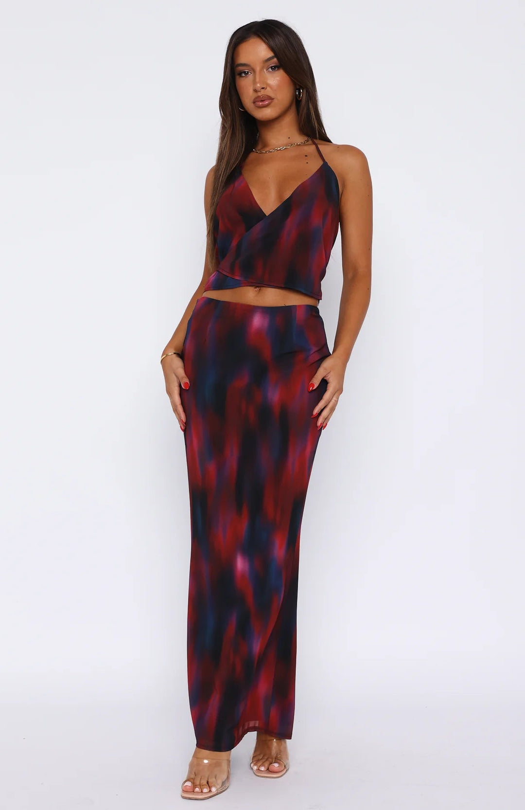 Stilla | Ryg Center Slid Maxi Nederdel Med Print