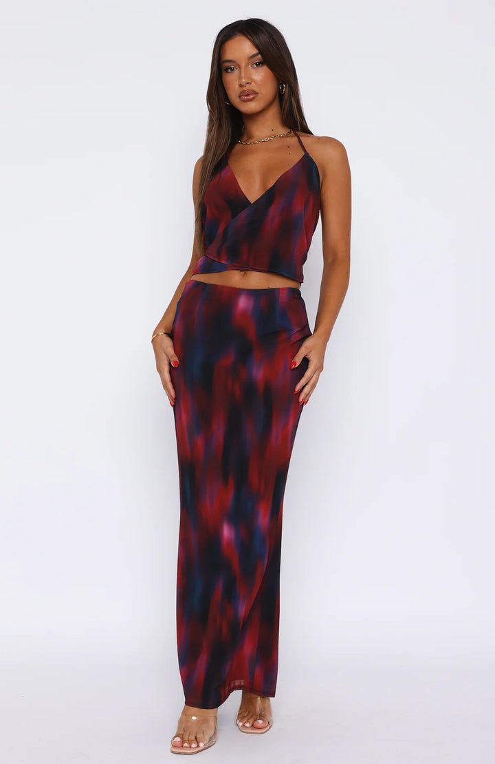 Stilla | Ryg Center Slid Maxi Nederdel Med Print