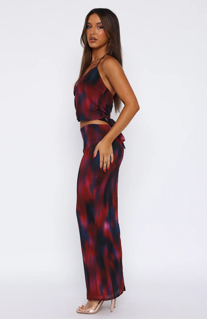 Stilla | Ryg Center Slid Maxi Nederdel Med Print