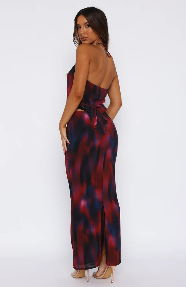 Stilla | Ryg Center Slid Maxi Nederdel Med Print
