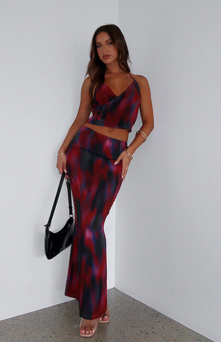 Stilla | Ryg Center Slid Maxi Nederdel Med Print