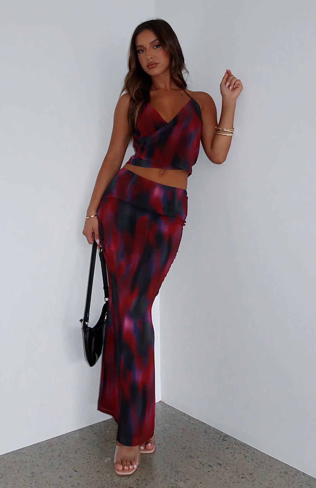 Stilla | Ryg Center Slid Maxi Nederdel Med Print