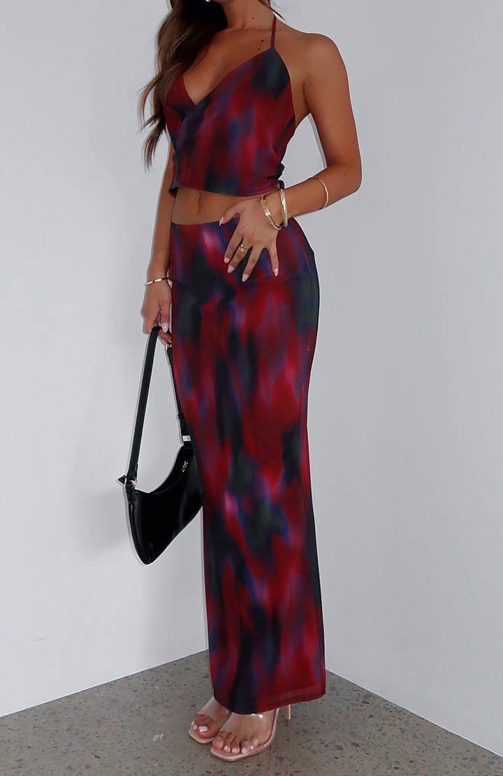 Stilla | Ryg Center Slid Maxi Nederdel Med Print