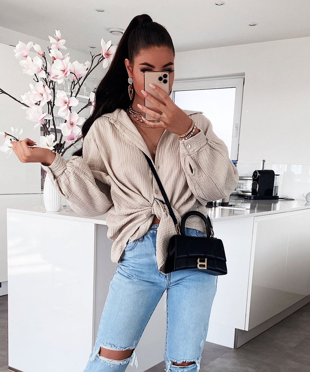 Stilla | Let Musselin Bluse Beige
