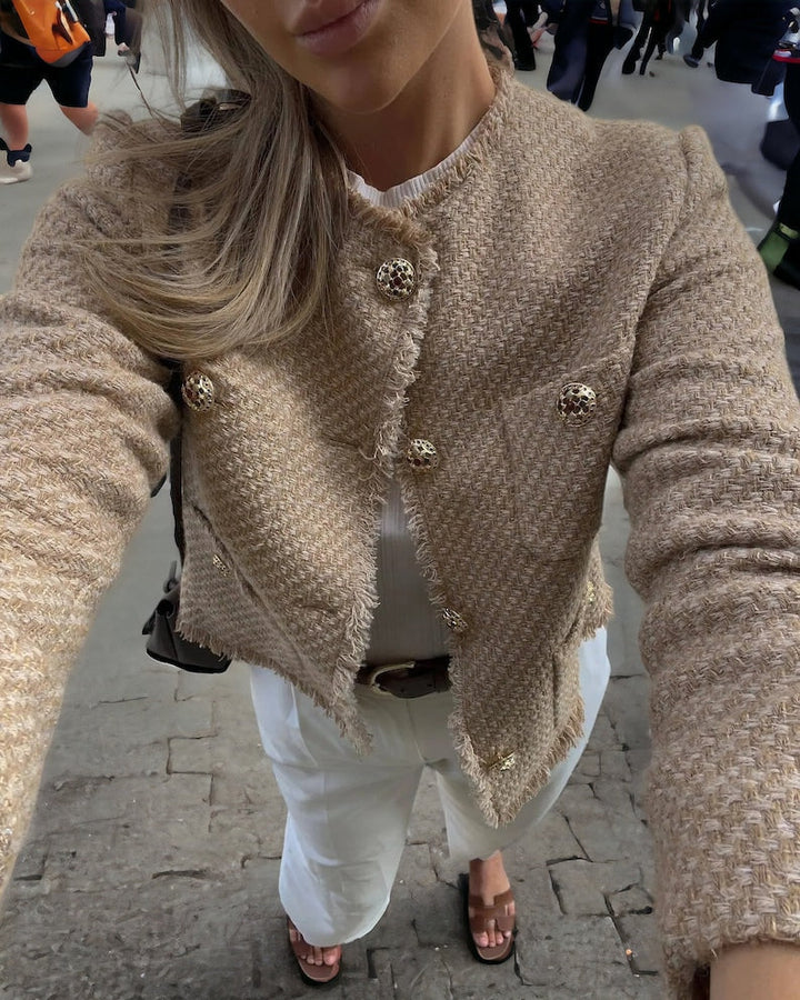 Stilla | Dame Tweed Sjal Taske Casual Frakke
