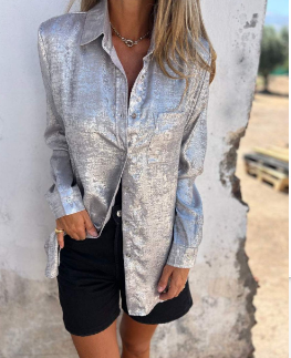 Stilla | Metalbluse med Glitrende Effekt