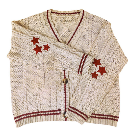 Stilla | Cardigan Karamel Varm Med Stilig Stikning