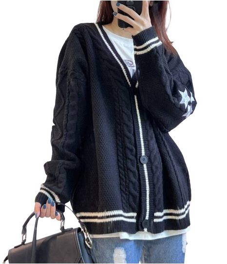 Stilla | Cardigan Karamel Varm Med Stilig Stikning